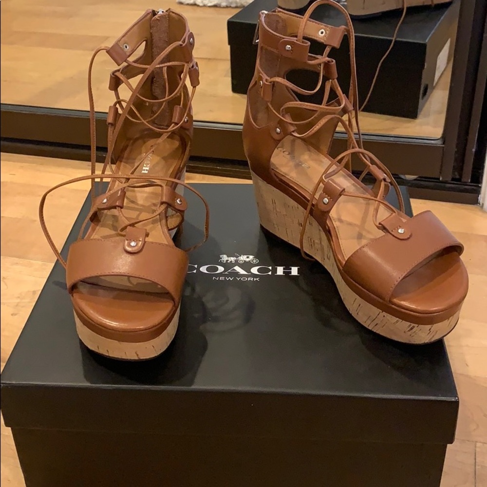 Coach Barkley semi matte calf platform heels